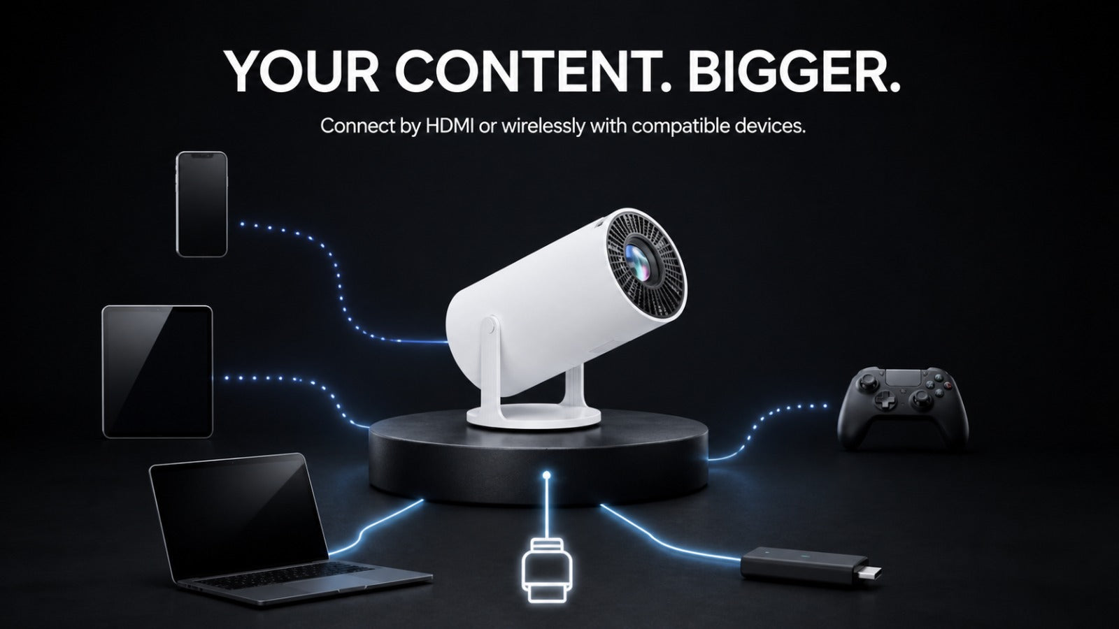 BEAMVADO 180° Rotating Smart Mini Projector – Portable Home Theater with Wireless & HDMI Connectivity