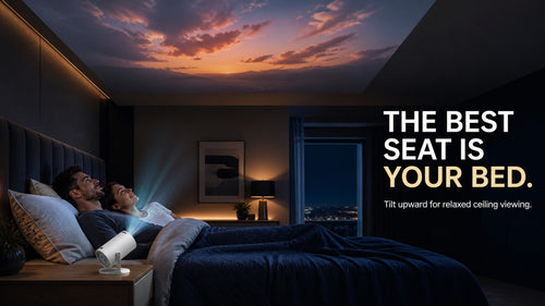 BEAMVADO 180° Rotating Smart Mini Projector – Portable Home Theater with Wireless & HDMI Connectivity